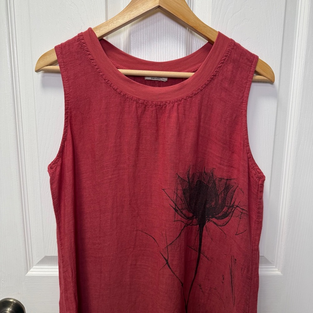 Laura Gotti Sleeveless Red Linen Maxi Dress Made in Italy Size Small, Summer - Picture 3 of 6